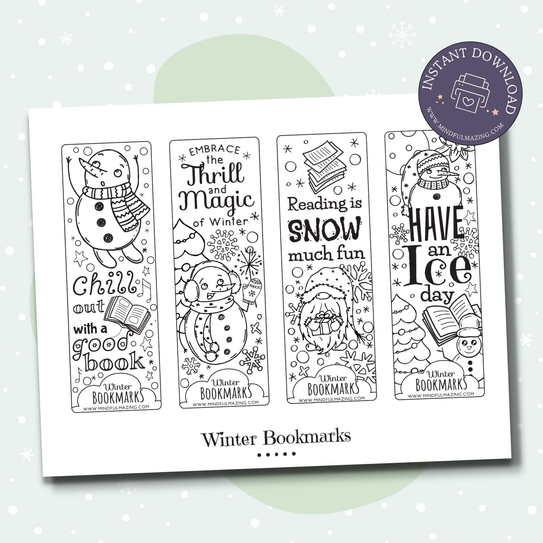 free printable winter coloring bookmarks • mindfulmazing